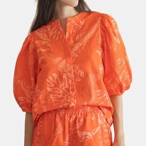 Nwt LAS SURENAS orange Tiger Bloom Blouse Top M